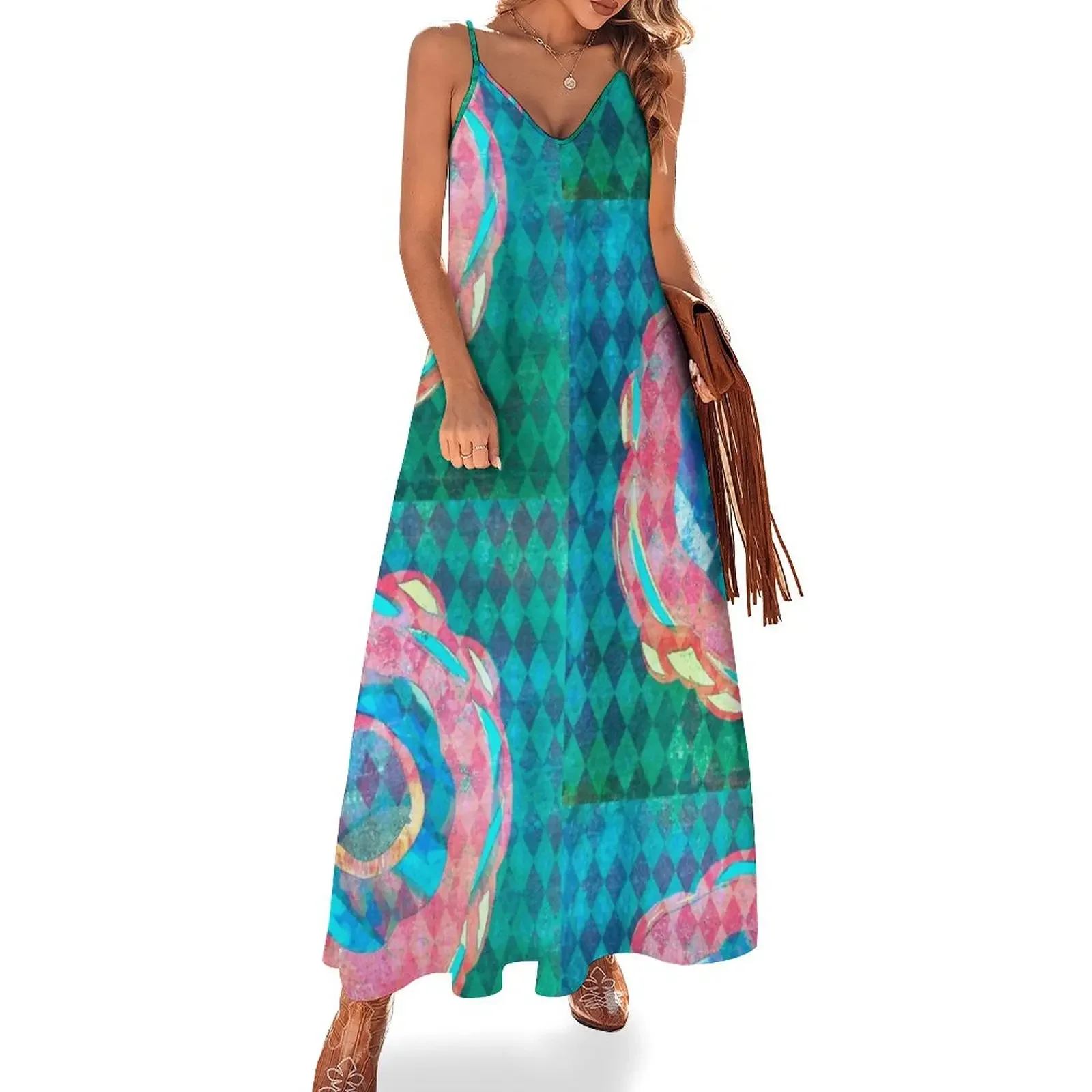 

November Flower Sleeveless Dress luxury women's party dress evening prom dress