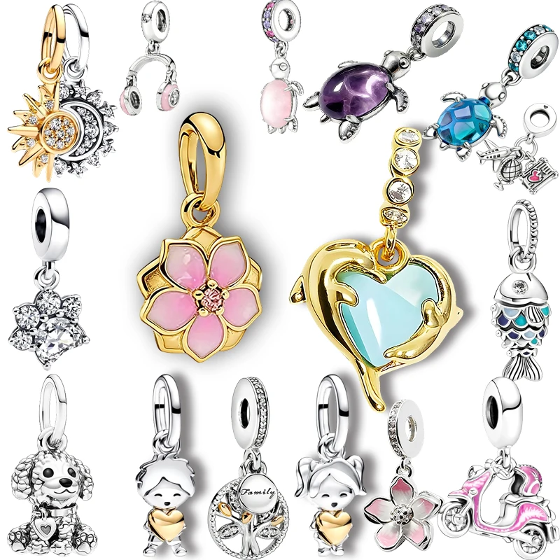 

Original Charm Beads,Murano Glass Sea Turtle Dangle&Pink Sea Turtle Diamond Dangle Bead,Fit Pendant Bracelet Women Jewelry Gift