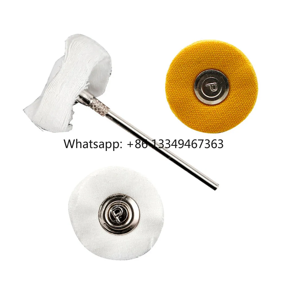

White/Yellow Lab Cotton Cloth Wheel Miniature Polishing Brush With Shank