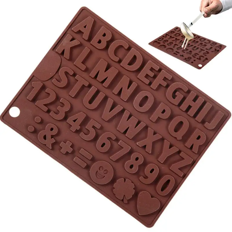 English Letter Silicone Chocolate Mold Alphanumeric Candy Biscuit Jelly Ice Baking Mould Cake Decor Soap Candle Making Set Gifts