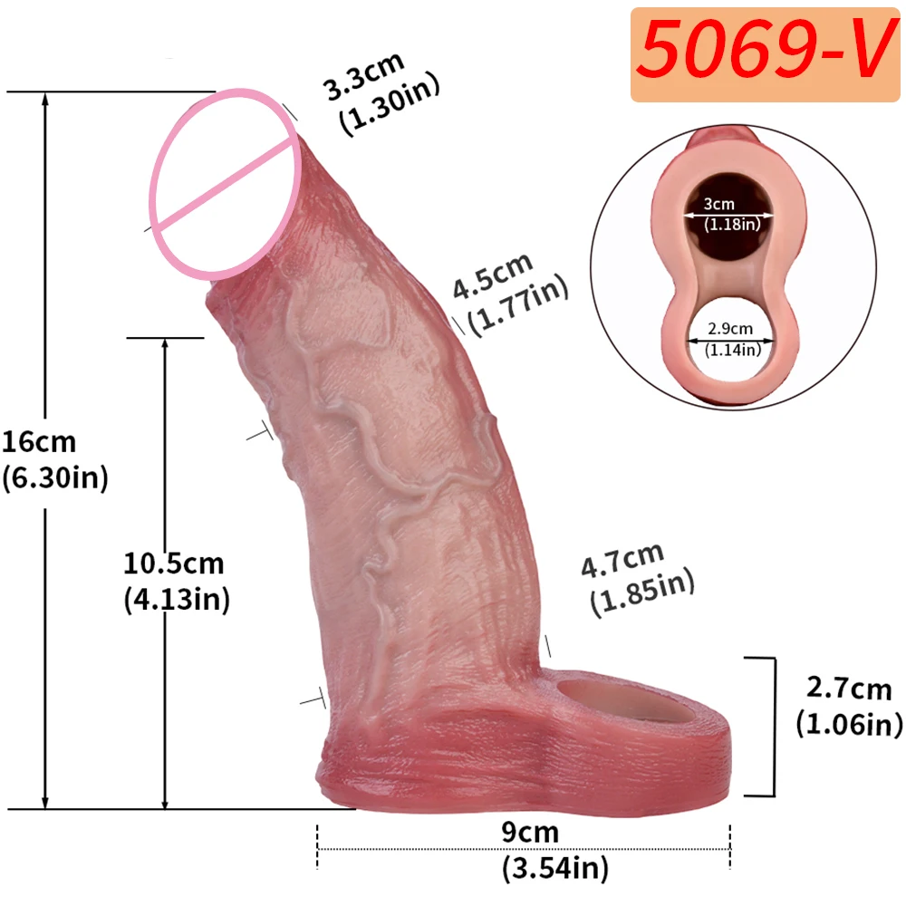 SXXY Ultra Realistic Vibrating Penis Sleeve Soft Silicone Hollow Cock Extender Vibration Adult Toy For 18+ Couples Sex Pleasure
