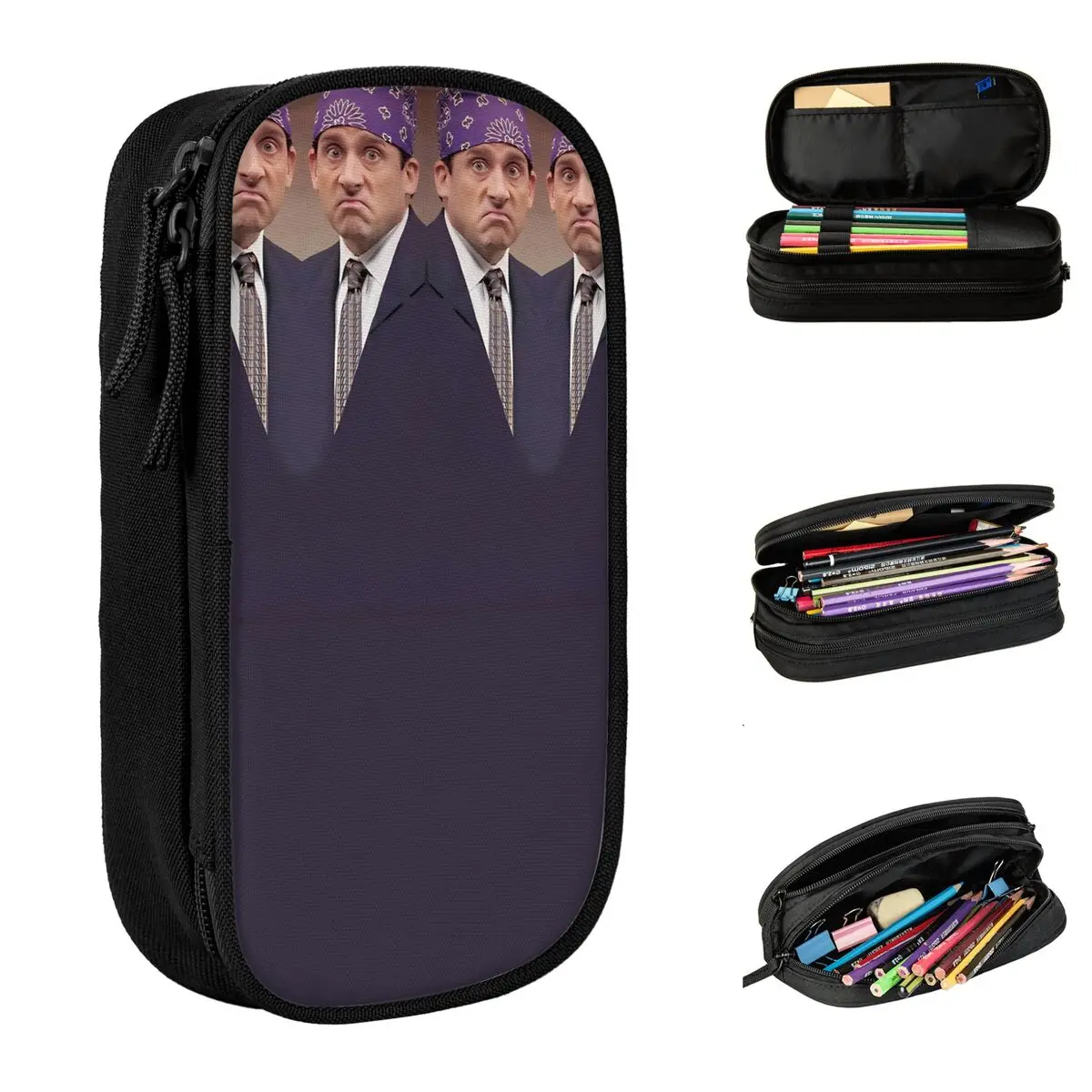 

Aesthetic Pencil Case Dwight Schrute Head Pen Box Back To School Pencil Cases Boy Girl Canvas Graphic School Stationery