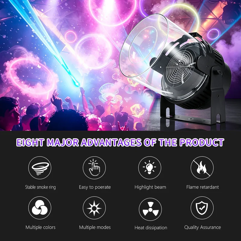 600W LED Smoke Ring Machine Special Effects Smoke Ring Machine Professional Stage Smoke Spray Circle Equipment For Bar Disco