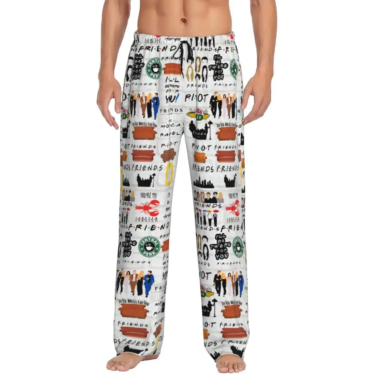 

Custom Friends Pajama Pants Men's Sitcom TV Show Lounge Sleep Stretch Sleepwear Bottoms with Pockets