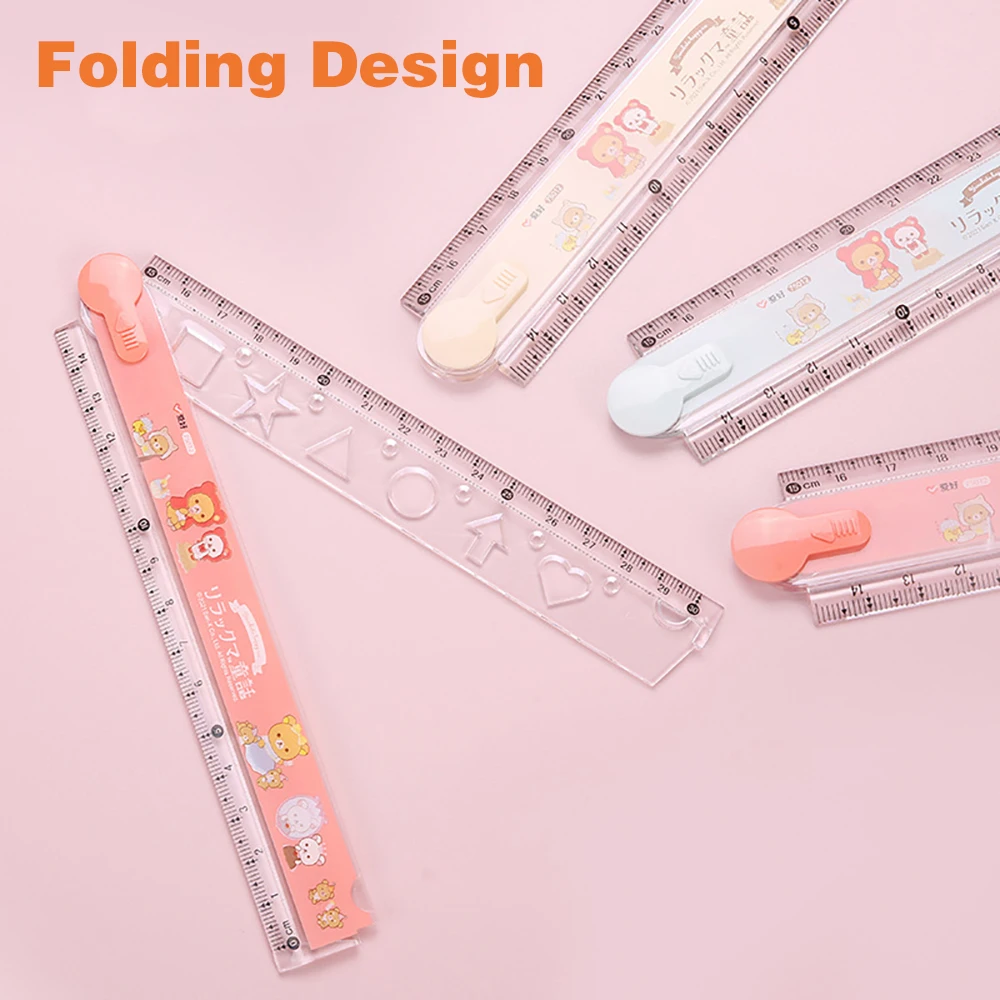 Kawaii Cartoon Bear Folding Straight Ruler 30cm Measuring Cute Stationery Multifunction DIY Drawing Tool School Office Supplies