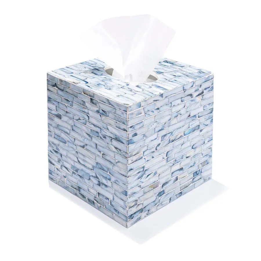 

Tissue Box Cover Mosaic Mother of Pearl Inlay Cube Napkin Holder Square Toilet Paper Storage Decorative Organizer for Bathroom V