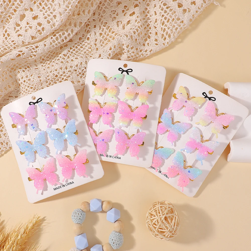 

6Pcs/set Colorful Sequins Double Butterfly Hair Clips for Women Girls Sweet DIY Headwear Bow Decor Hairgrip Hair Accessories