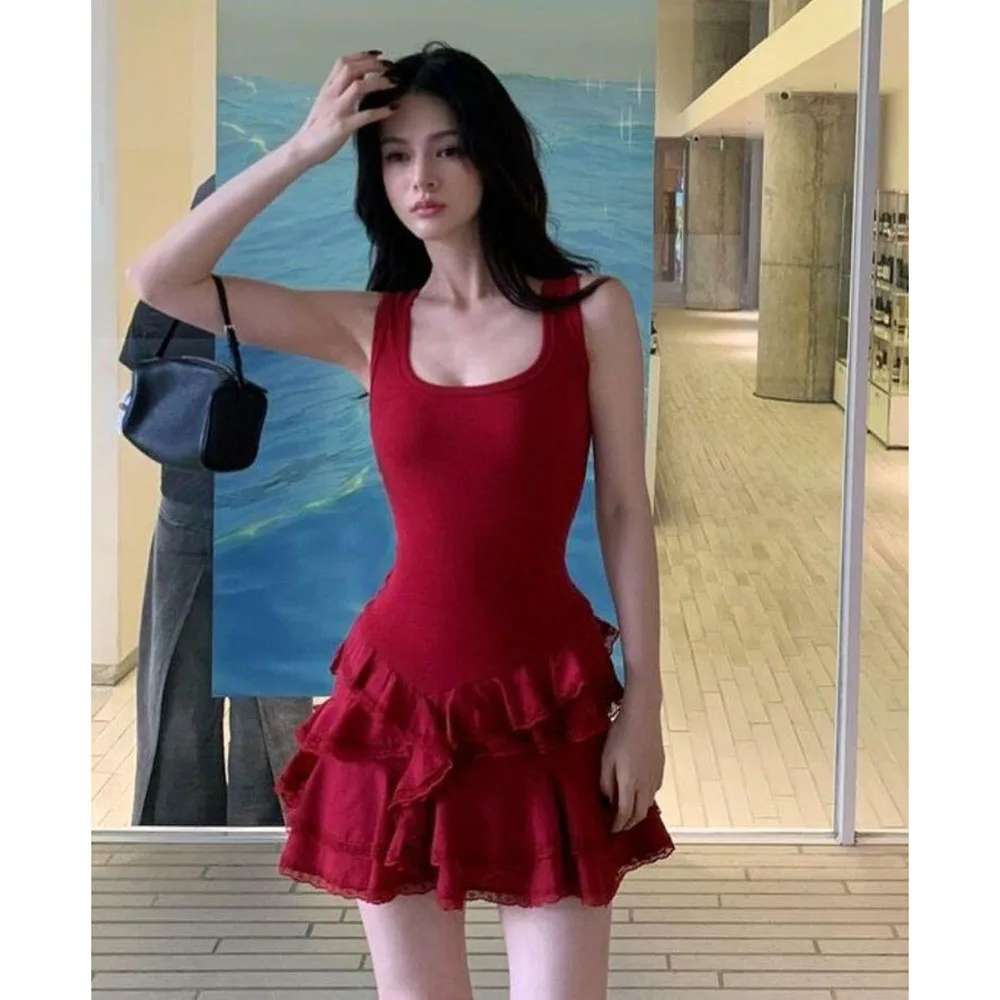 

Simple Prom Party Dresses Sqaure Collar Sleeveless High Quality Mermaid Pleat Satin Short Dress Female Gowns Pretty Fashion