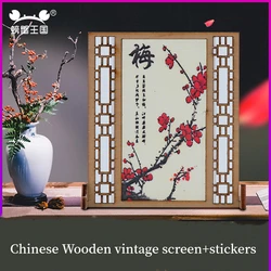 Wooden Room Divider Model Sticker Chinese Japanese Style for Doll House screen Interior Craft Decor Miniature Accessory