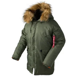 2024 invierno N3B puffer hombres largo Куртка аляintang abrigo capucha de piel militar cálido bombardero táctico ejército parka gruesa coreana