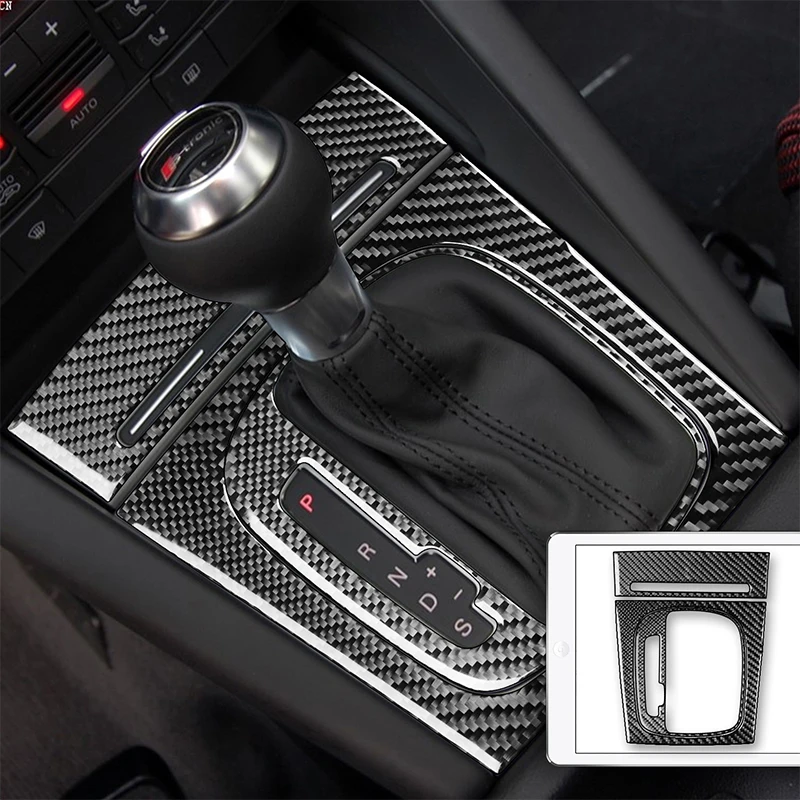 Carbon Fiber Car Interior Accessories Center Control Panel Dashboard Gear Shift Cup Holder Sticker For Audi A3 S3 8P 2006 2007