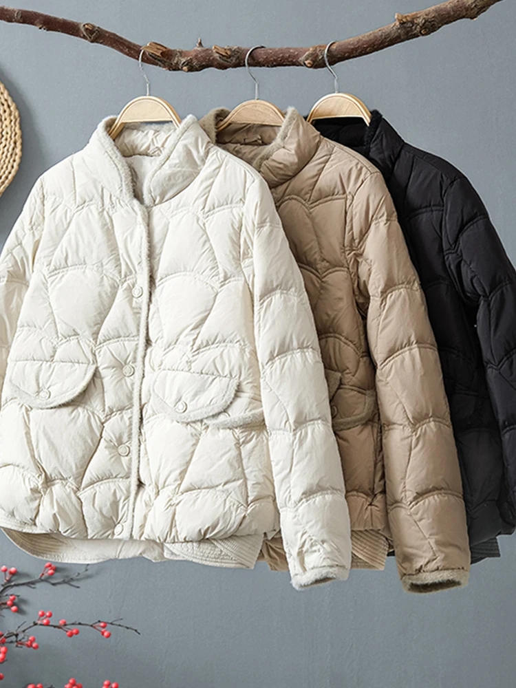 Winter Weiße Ente Unten Mantel Frauen Ultra Licht Kurze Dünne Jacken Herbst Beiläufige Dünne Puffer Jacke Weibliche Parkas Outwear