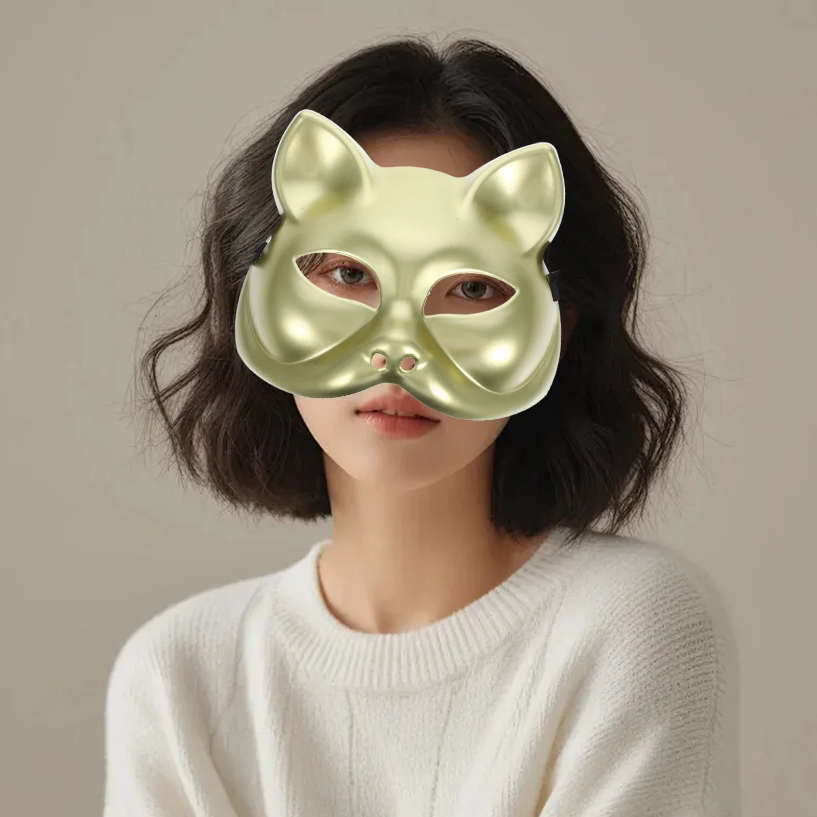 

Cosplay Fox Blank Plastic Halloween Diy Masquerade Party Mask Decor Prom Festival Accessory Adult Costume White Mask For Women
