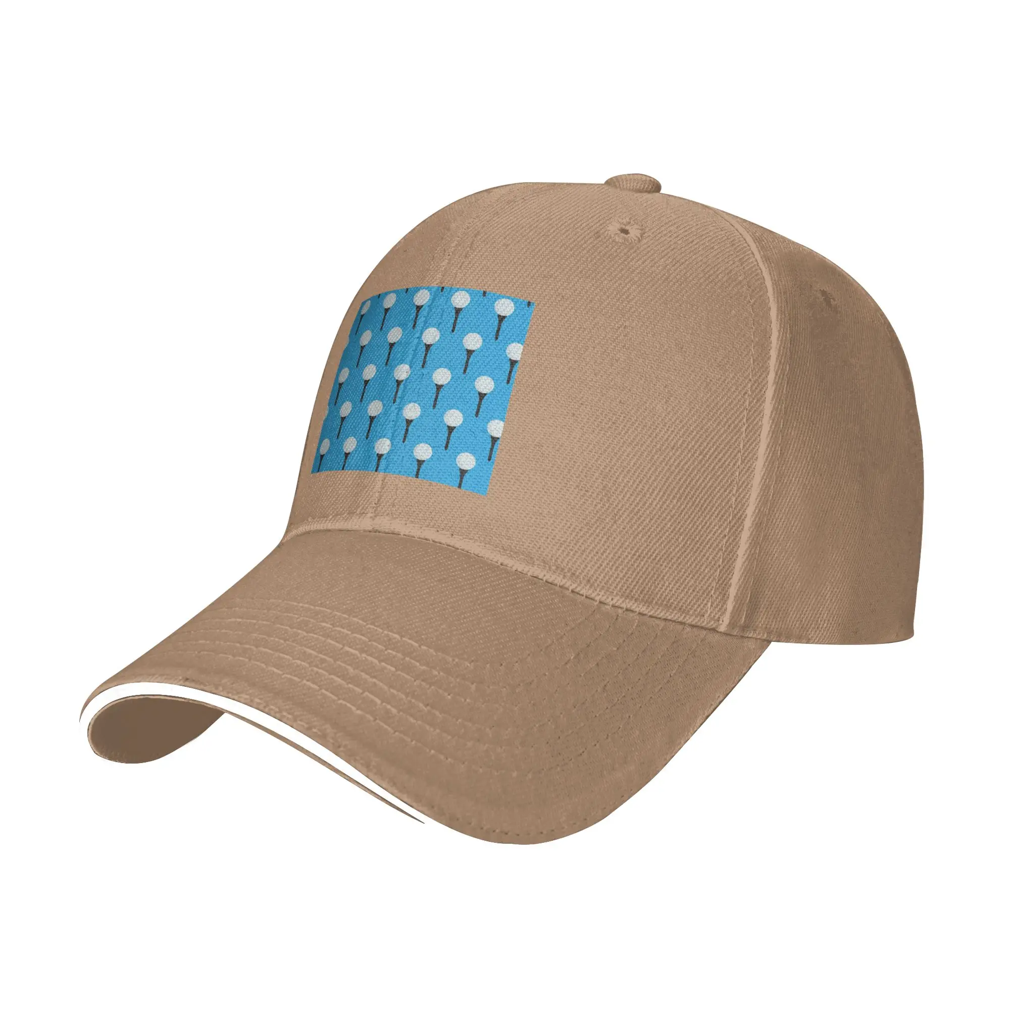 Golf Ball and Tee Pattern (Cyan Blue) Cap Casual Baseball Caps Adjustable Hat Hip Hop Summer Unisex Baseball Hats Customizable