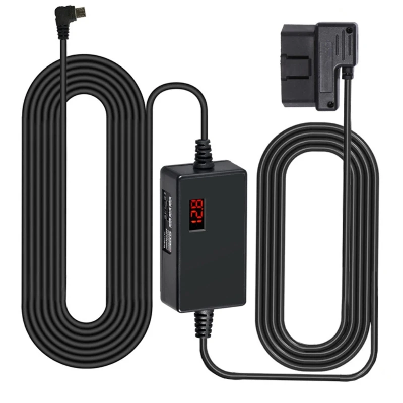 OBD Power Cable for Dashing Camera OBD to USB C/USB Adapter 12-24V to 5V 3A OBD