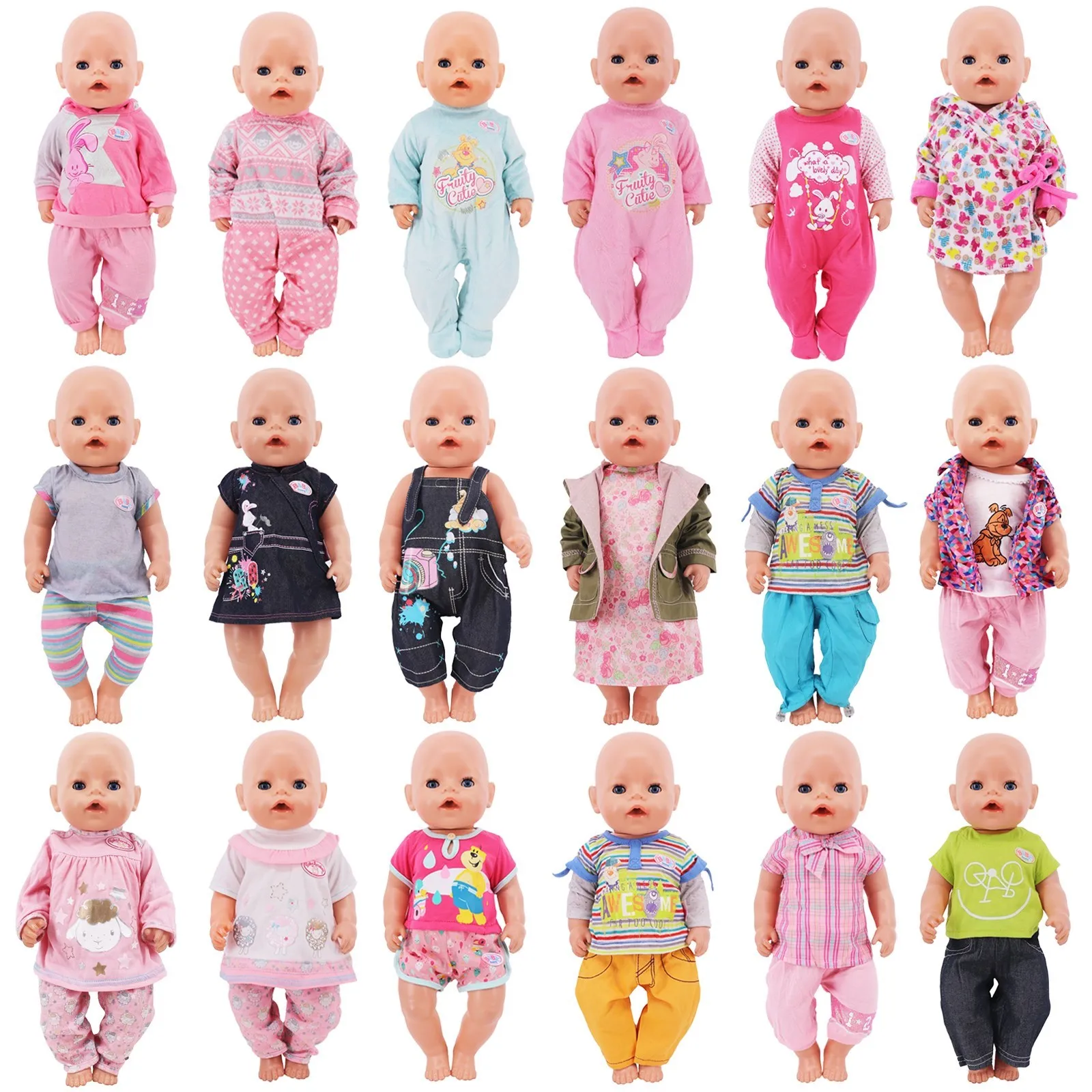 18 polegadas, acessórios de roupas de boneca, acessórios de pijama bonito feito à mão, roupa diária para 43cm, recém-nascido, boneca de 18 polegadas, brinquedos para meninas