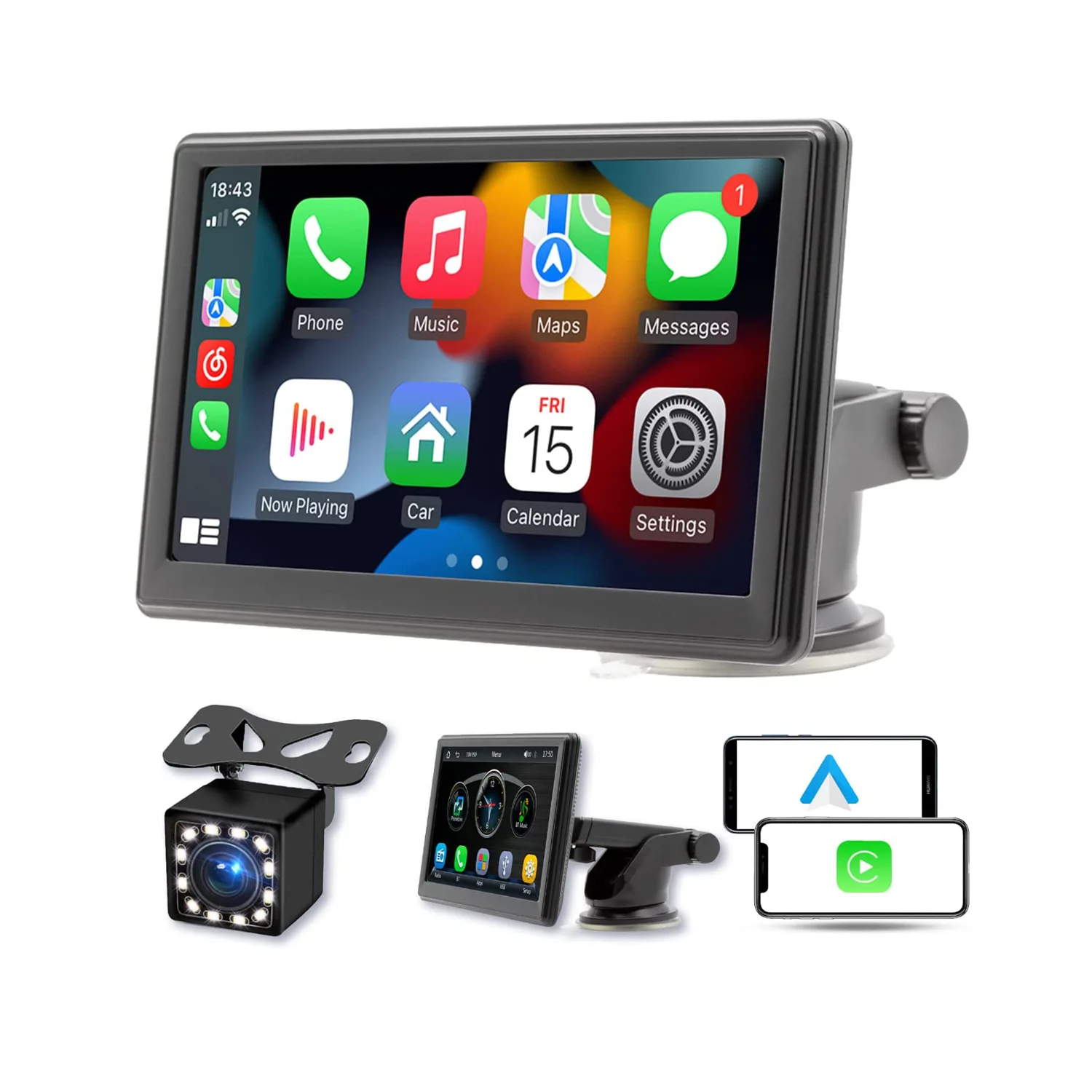 Portable 7-inch car smart screen wireless Carplay screen projection car Android Auto mirror
