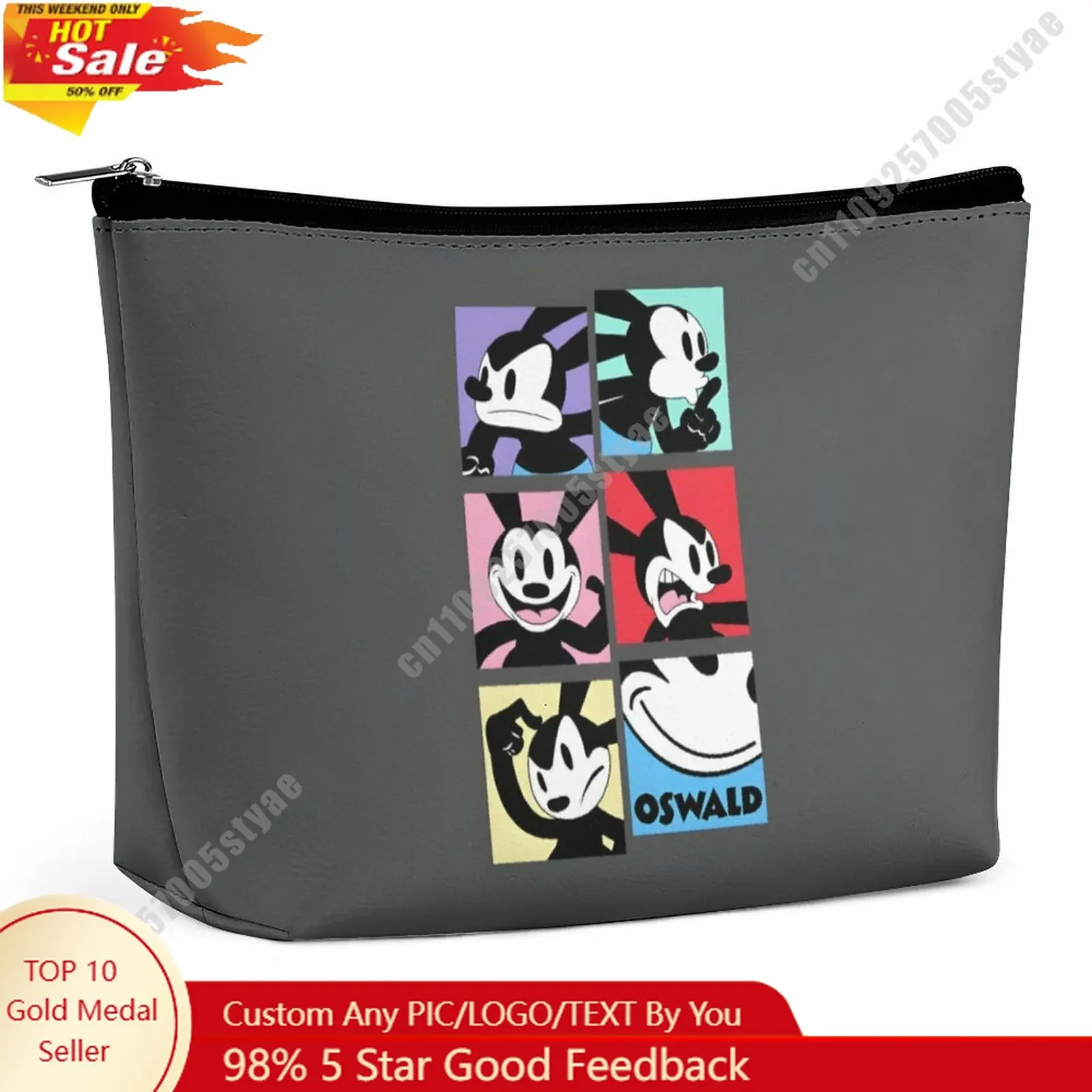 

Oswald Cosmetic Bag Disney Cartoon Role DIY Customized Graphic Design Personalized Creation Holiday Gift Cosmetic Storage