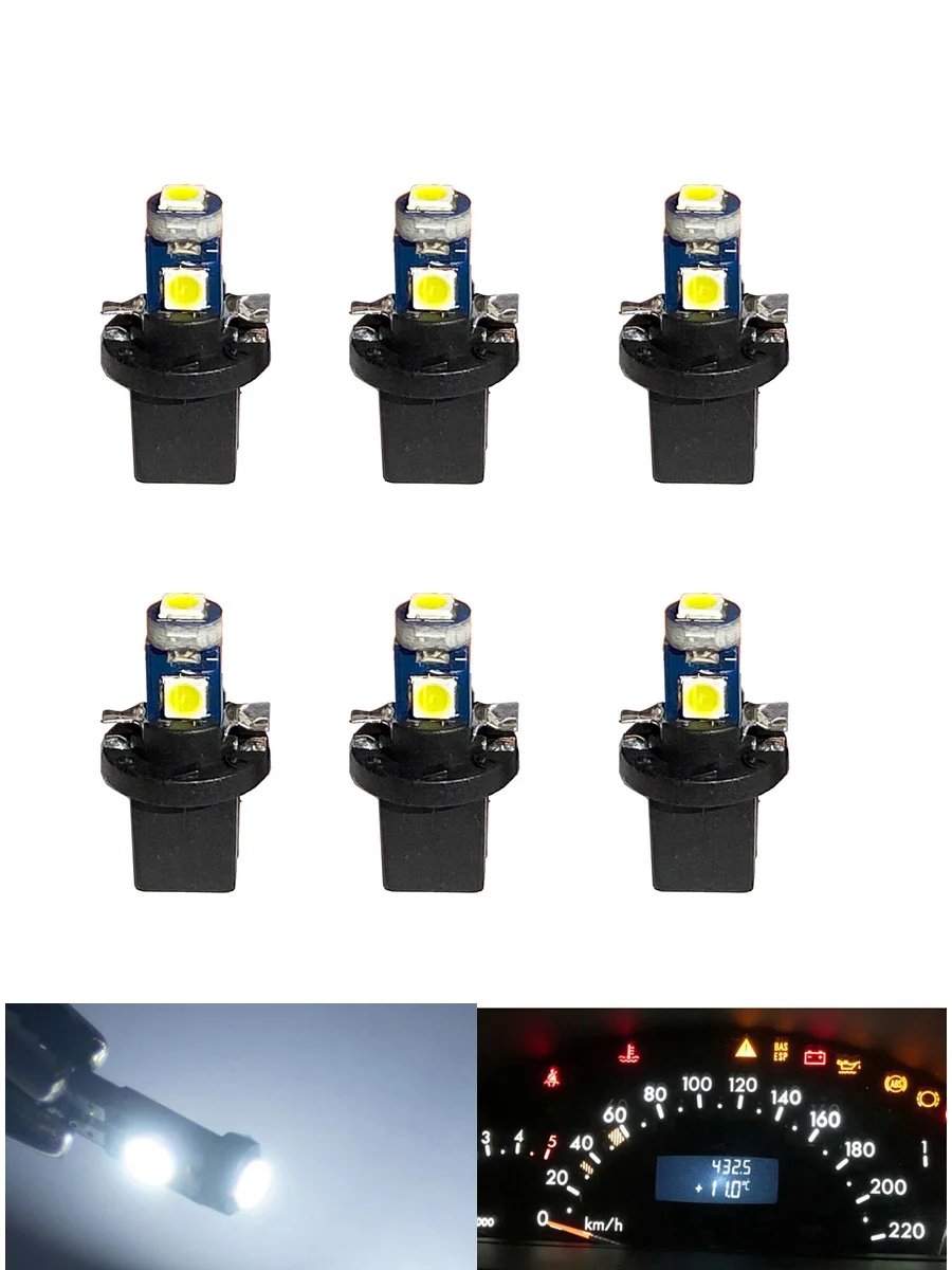 6PCS 12V canbus T5 58 74 286 W1.2W B8.5 PC74 Super Bright  3030 wedge LED Light Car Dashboard Instrument Cluster Panel Lamp Bulb