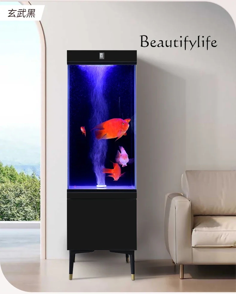 Super White Glass Vertical Fish Tank Water Circulation Back Bottom Filtration System Change Water Ecological Pot