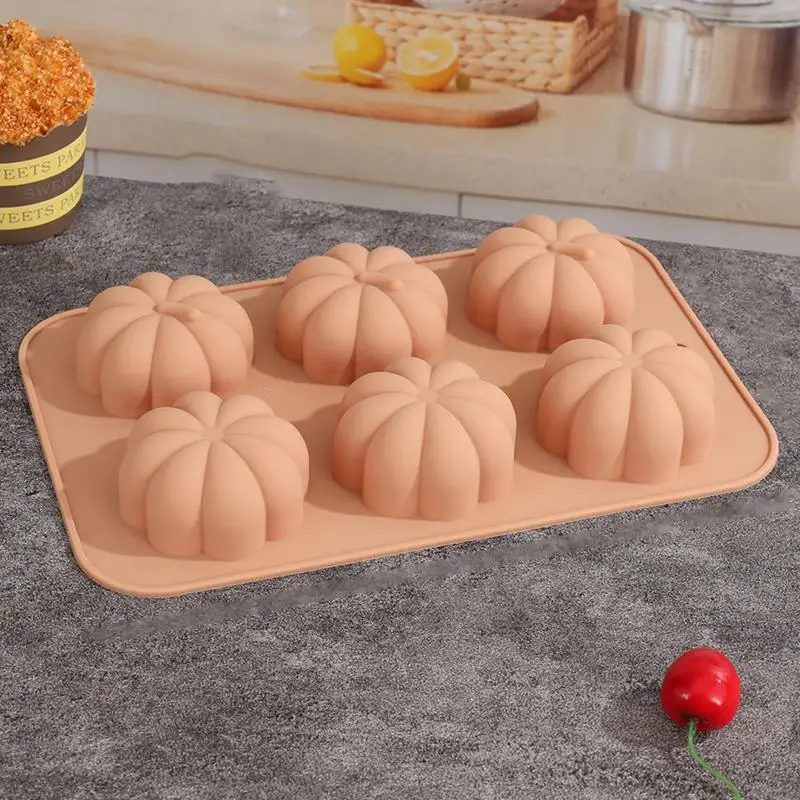 Fall Pumpkin Silicone Mold 6 Cavity Autumn Candy Molds Silicone Autumn Harvest Theme Molds For Sugar Craft Candies Soaps