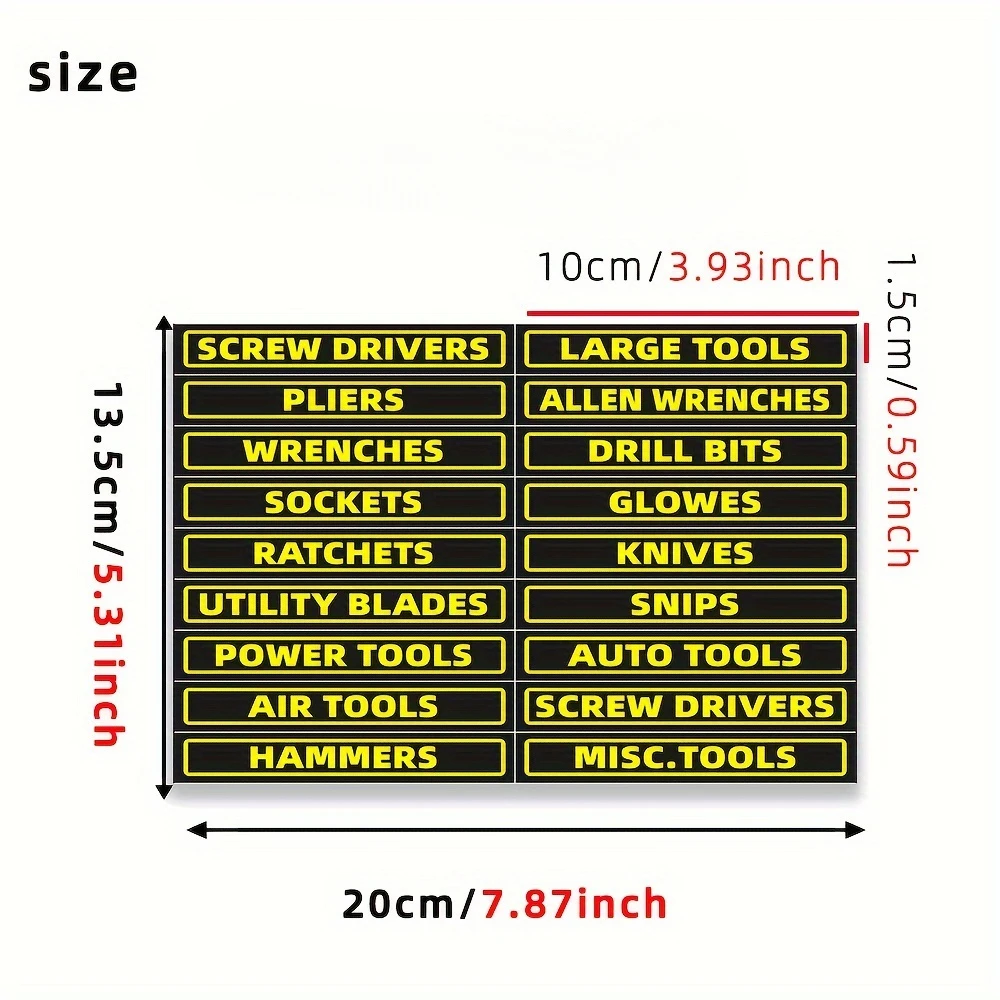 18 szt. Uniwersalny zestaw etykiet na zestaw narzędzi motocyklowy Organizer ozdobny naklejki wodoodporne do efektywnej identyfikacji narzędzi