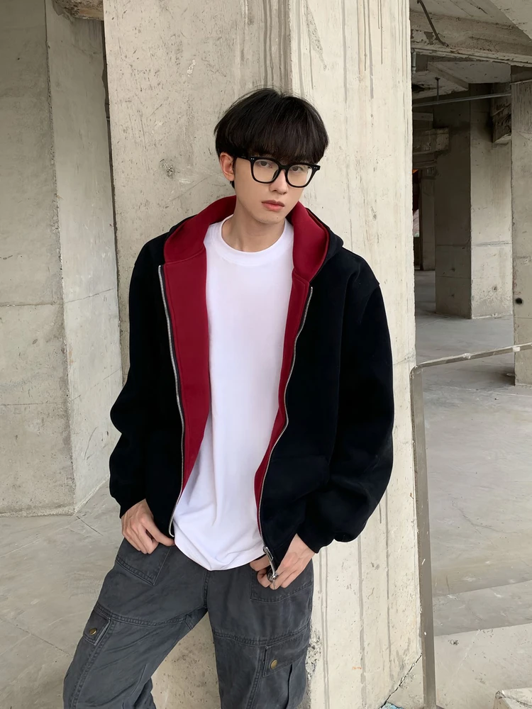 

Мужская толстовка-кардиган American Style Heavyweight Hardwearing с цветными блоками, повседневная, модная, весна-осень-зима