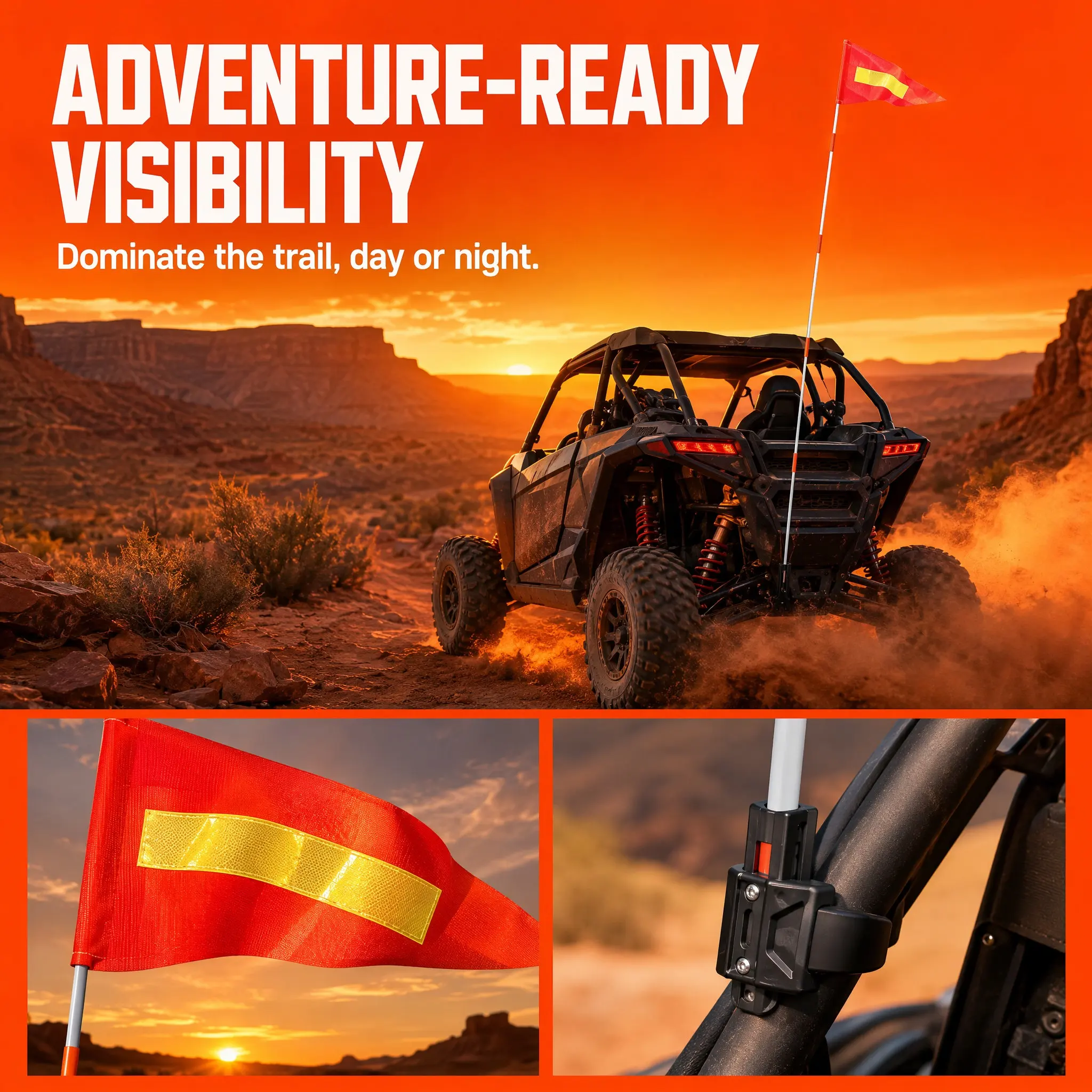 2 Sets and Scooters Caution Flag for Mobility Electric Flags Bike Visibility Dirt Safety Red