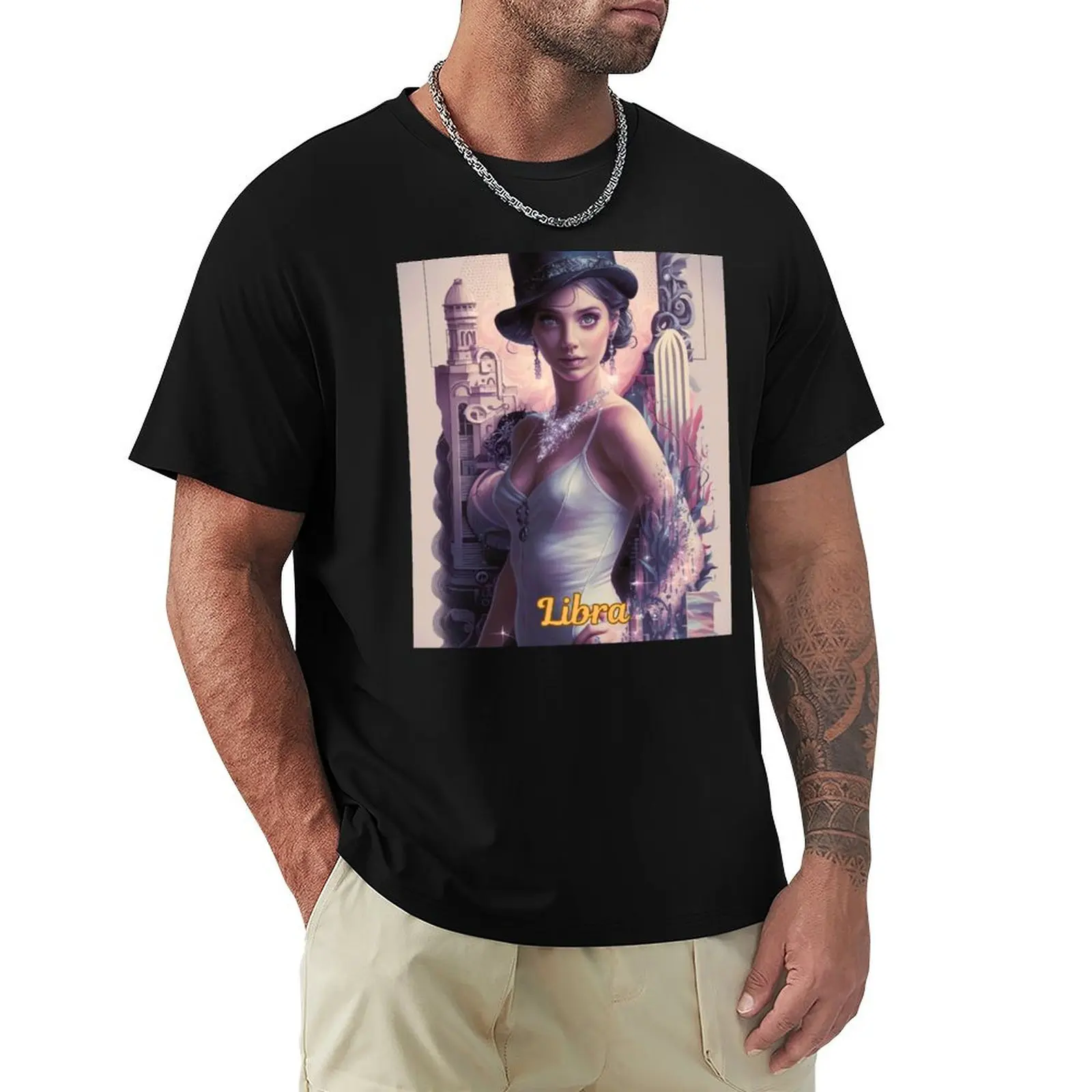 Libra Zodiac, whimsical lady, libra girl sexy T-Shirt Plus Size Basic Short Sleeve Top