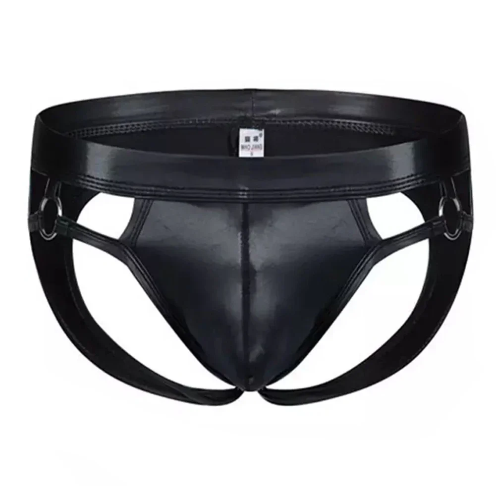 Black Leather Jock Strap Briefs  Men's Sexy Underwear  Low Waist Gstrings Underpants  Lingerie Underwear for Men