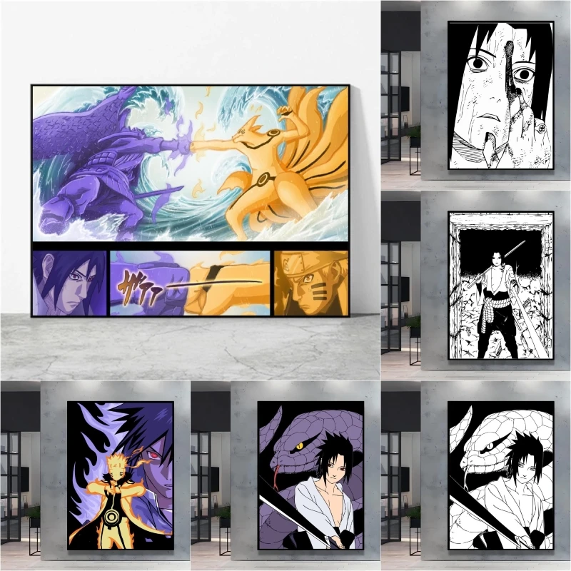 

Naruto Classic Decor Painting It Vividly Restores The Images of Naruto Sasuke Add A Passionate Anime Atmosphere To Home Wall