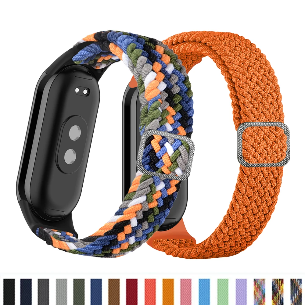 Strap for Xiaomi Mi Band 8 Elastic Nylon Braided Solo Loop Adjustable Replacement belt Watchband correa Miband 8 NFC bracelet