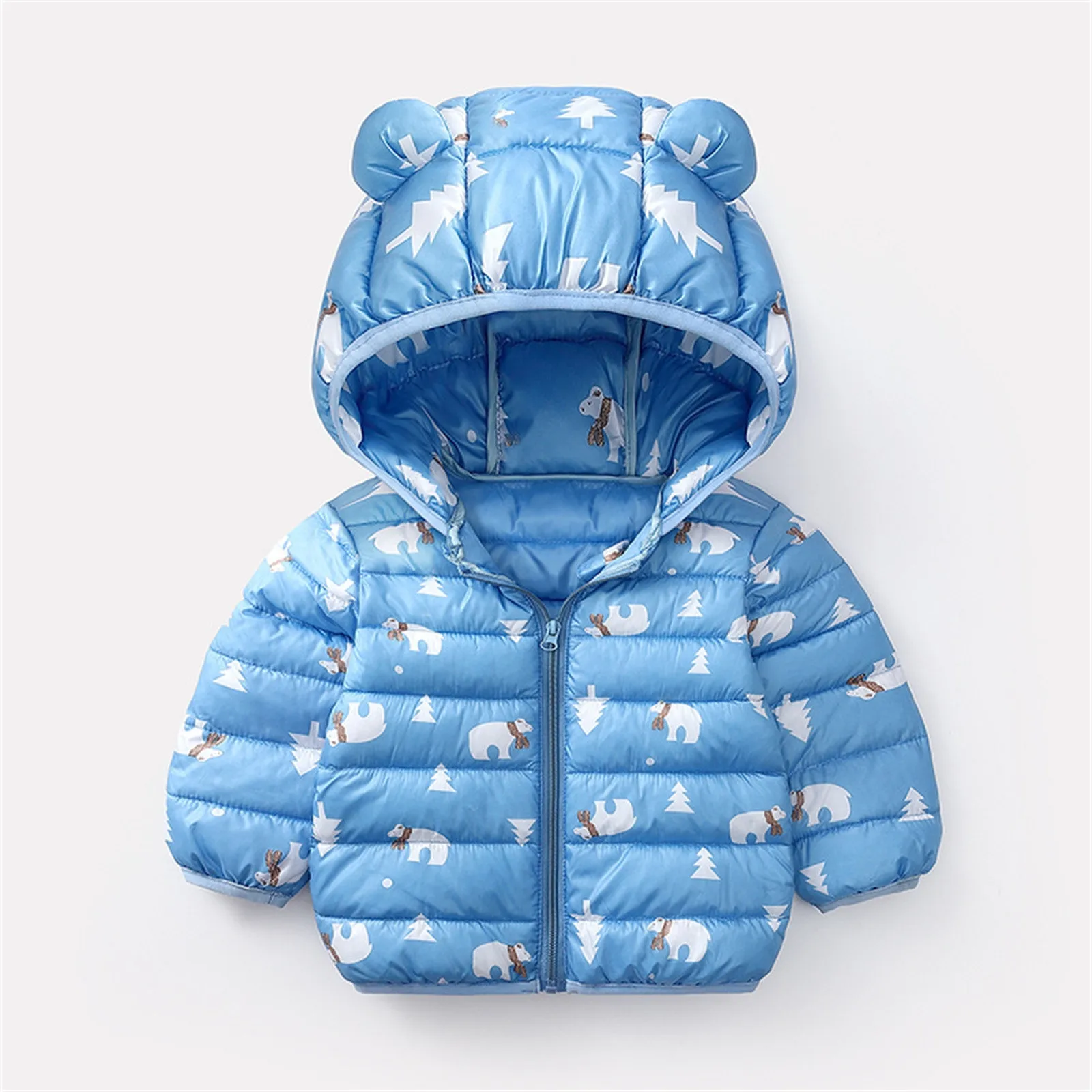 Cute Baby Girls Winter Clothes Kids Light Down Coats with Ear Hoodie Spring Girl Jacket Toddler Children Clothing For Boys Coat