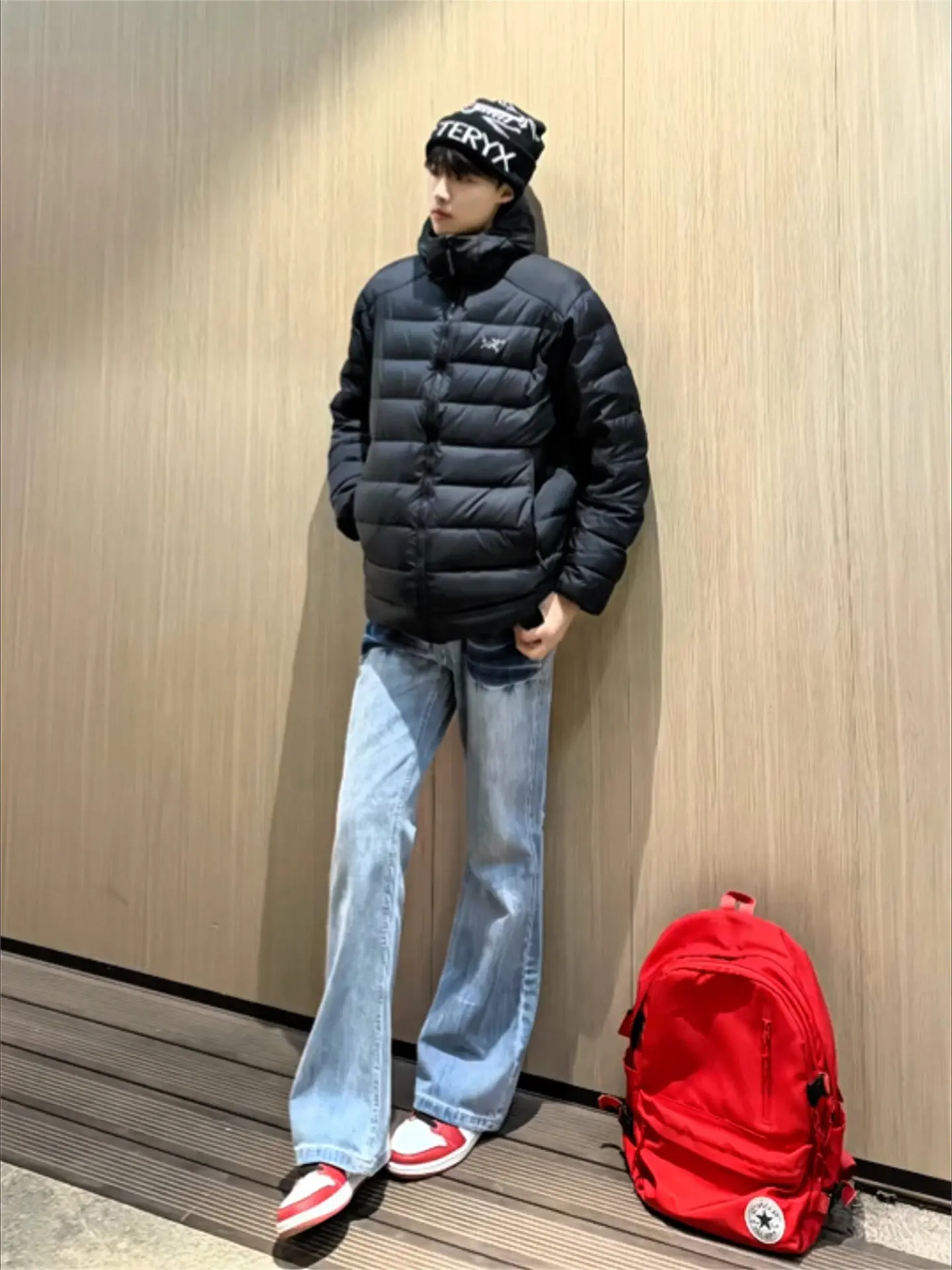 

Blue Lightning Pattern Flared Jeans Men's Slim Fit American High Street Straight Leg Pants Spring Season Casual Style Jeans