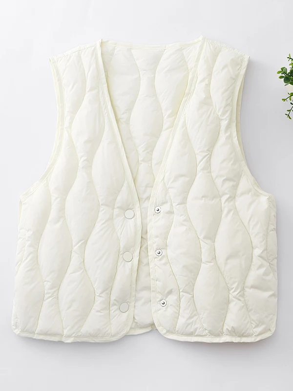 Calor aprimorado v-ne down jaet colete camada base desgaste interno coleção de inverno comprimento regular fechamento de botão único