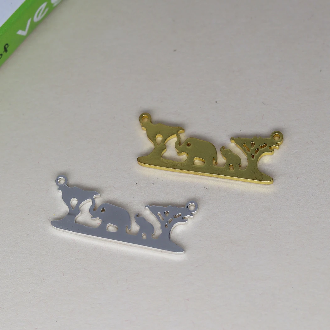 3pcs Forest Double Elephant Sweetveld Charm Pendant Mom Animal Cute Lovely Stainless Steel Charm Pendants Jewelry Making