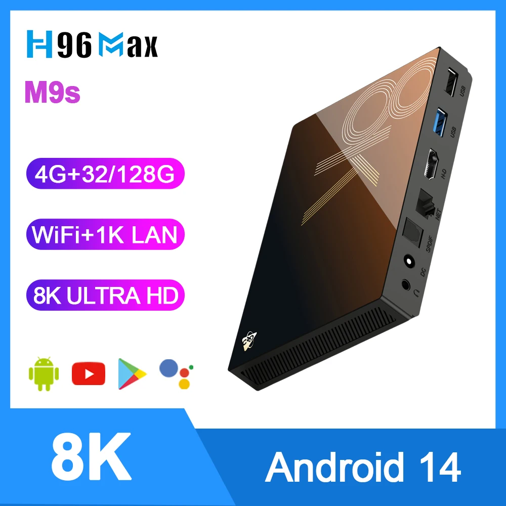 H96 Max M9S 8K TV Box Android 14 TV с BT5 WiFi6 1000 мLAN H96Max Smart TV 8K Ultra HD USB3.0 IPTV Умный дом 128G AndroidTV H96 Max M9S 8K TV Box Android 14 TV с BT5 WiFi6 1000 мLAN H96Max Smart TV 8K Ultra HD USB3.0 IPTV Умный дом 128G AndroidTV