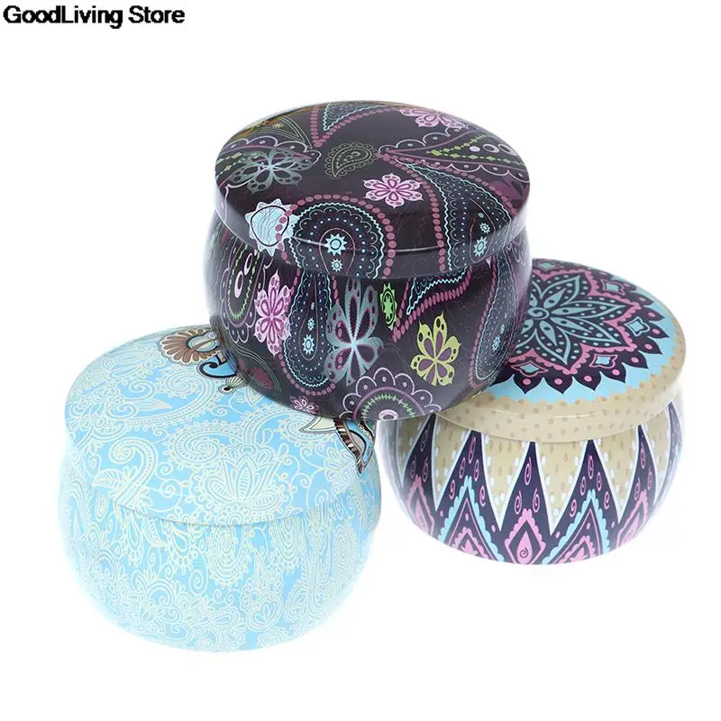 1PC Mini Tin Box Gift Jewelry Tin Box Cookie Candy Tea Storage Round Drum Tinplate Empty Box Drawer Organizer Candy Box Tea Cans