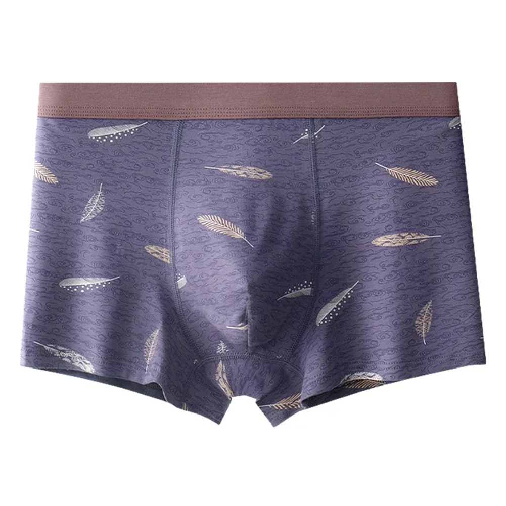 

Medium Stretch Underwear Breathable Briefs Mens Underwear Comfortable Fit Elastic Stretch Feather Pattern Home And Hotel Use