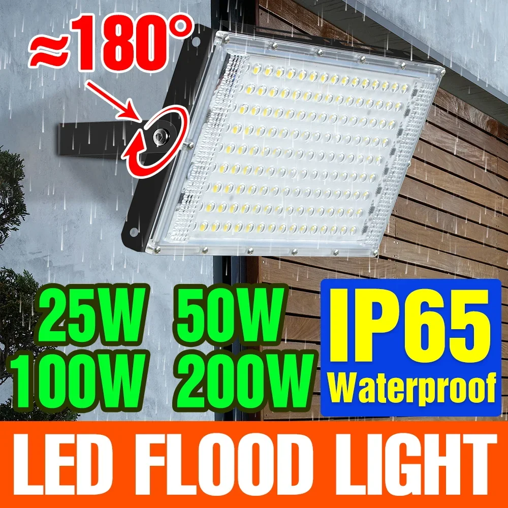 200W LED Floodlight 220V Street Lamp Outdoor Waterproof Spotlight Backyard Corridor Barn Exterior Wall Light Cold/Warm White