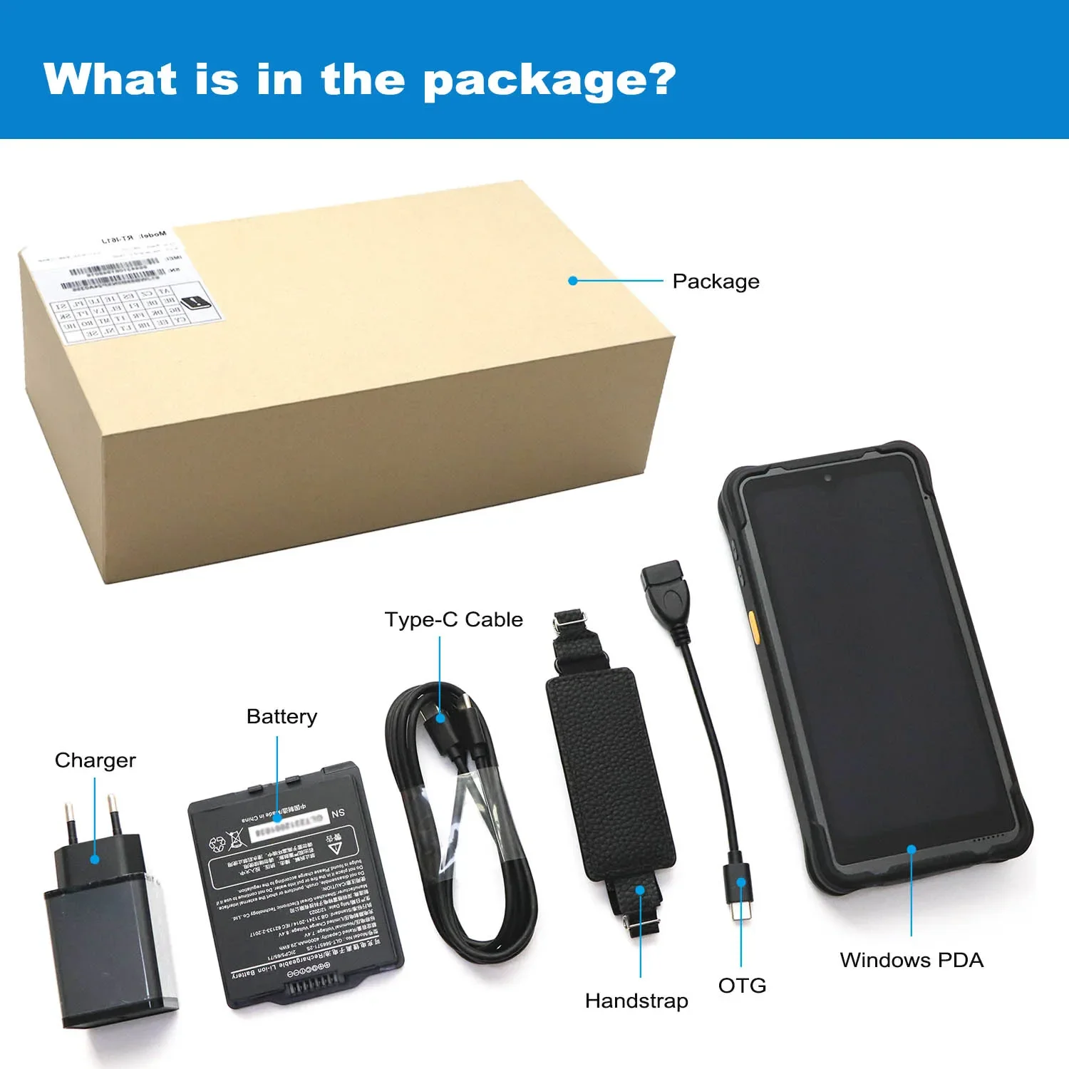 Rugged 6.5 Inch Windows PDA with 8G RAM 128G ROM 2D Barcode Scanner 4G LTE Wifi Bluetooth Handheld Terminal Mobile Computer