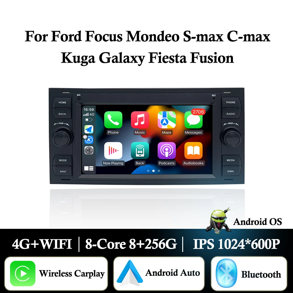 Android 16 GPS Navigation For Ford Focus Mondeo S-max C-max Kuga Galaxy Fiesta Fusion BT WiFi Car Radio Audio Multimedia Player