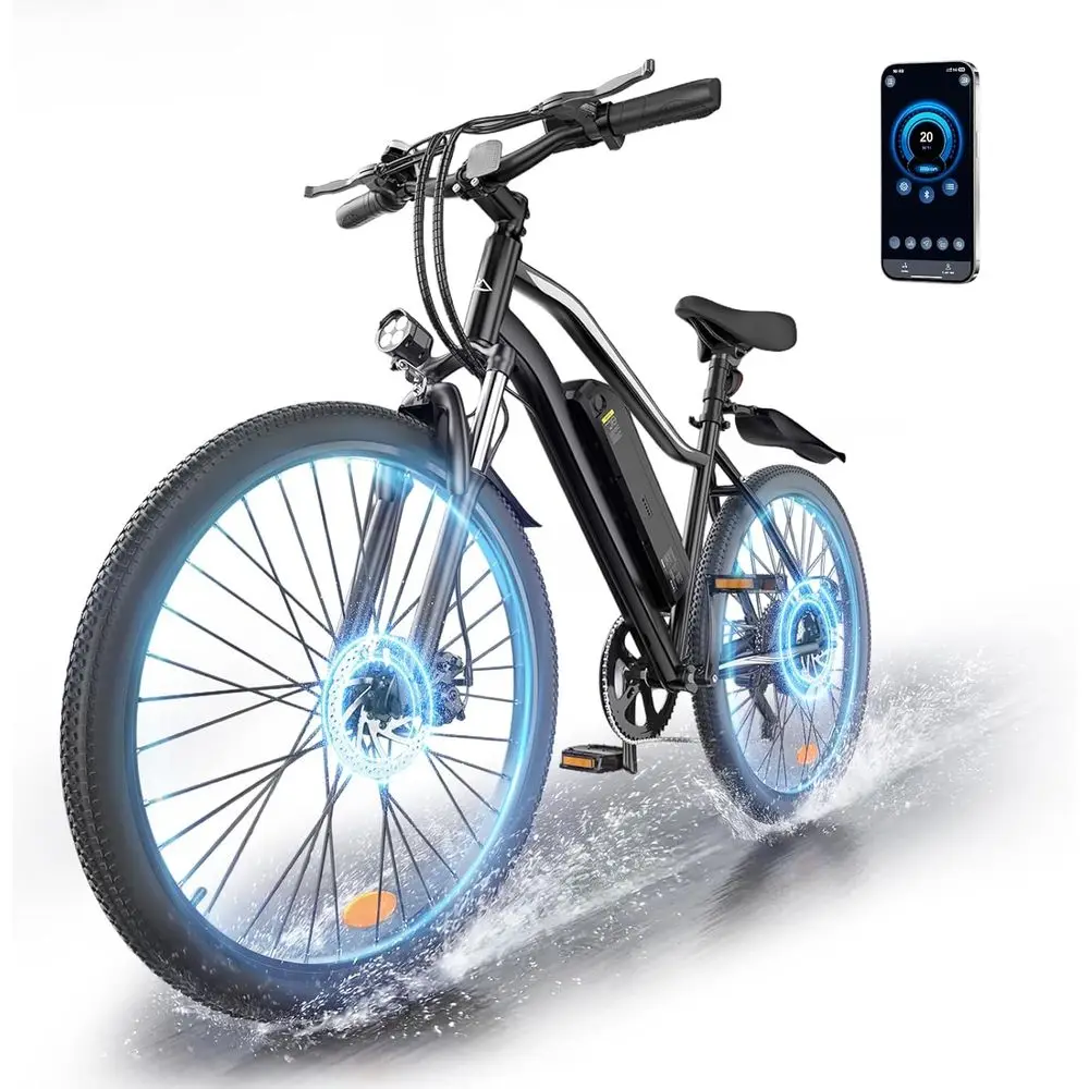 

750W Peak Power 20MPH 60-Mile Range 5-Speed Adult Electric Bike with Removable Battery and Shock Absorbers