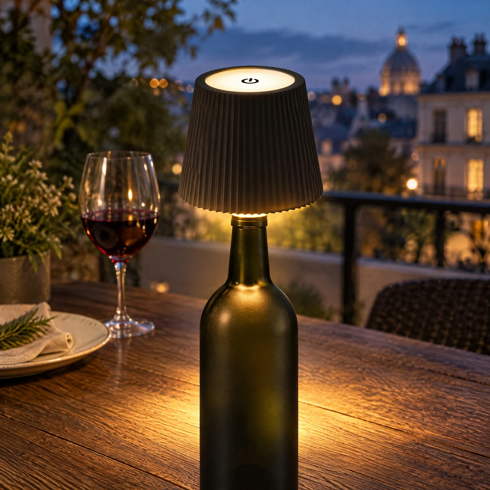 Touch Sensor Wine Bottle LED Table Lamp Rechargeable 1200mAh, 3 Colors Dimmable Bottle Night Light for Dinner, Bar, Home Decor