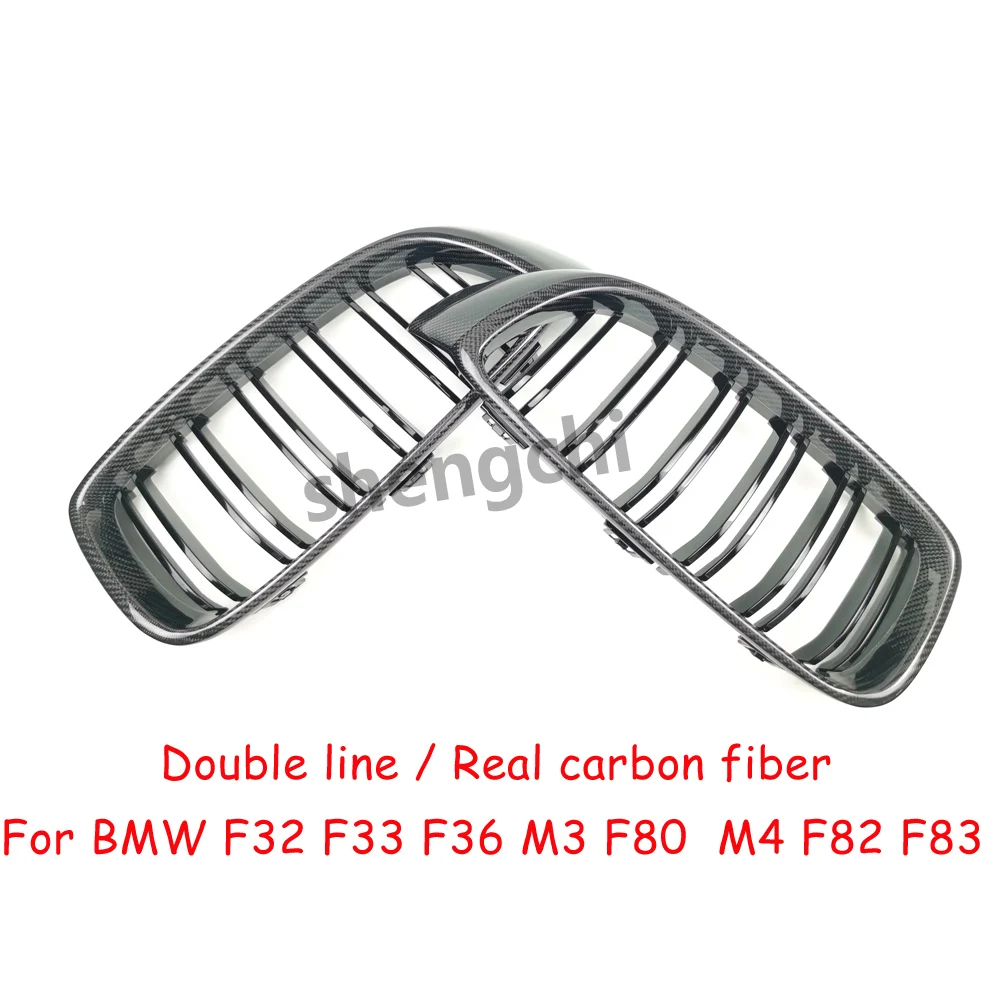 M3 F80 M4 F82 F83 F32 F33 F36 Double line Real Carbon Fiber Front Bumper Grill for BMW 4 Series 418i 420i 428i 430i 435i 440i