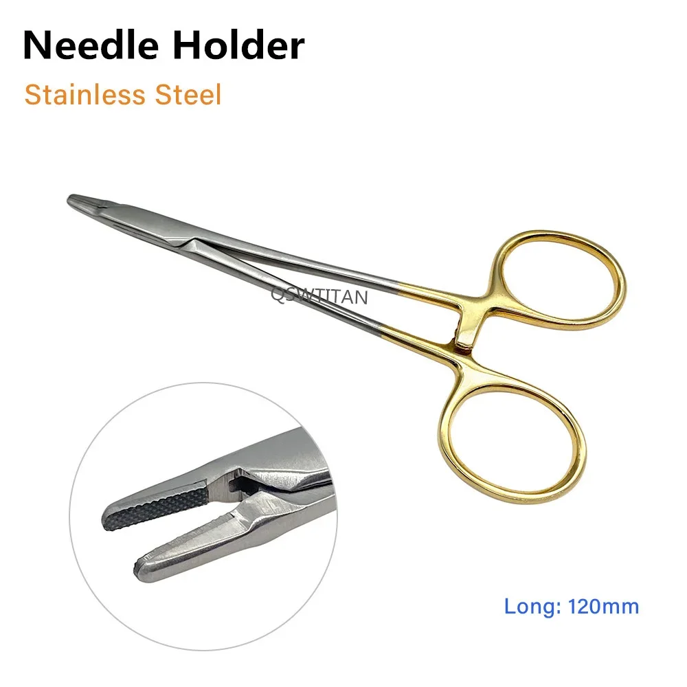 

Stainless Steel Gold Plated Handle Orthodontic Forcep 12cm Needle Holder Plier Reusable Surgical Instrument