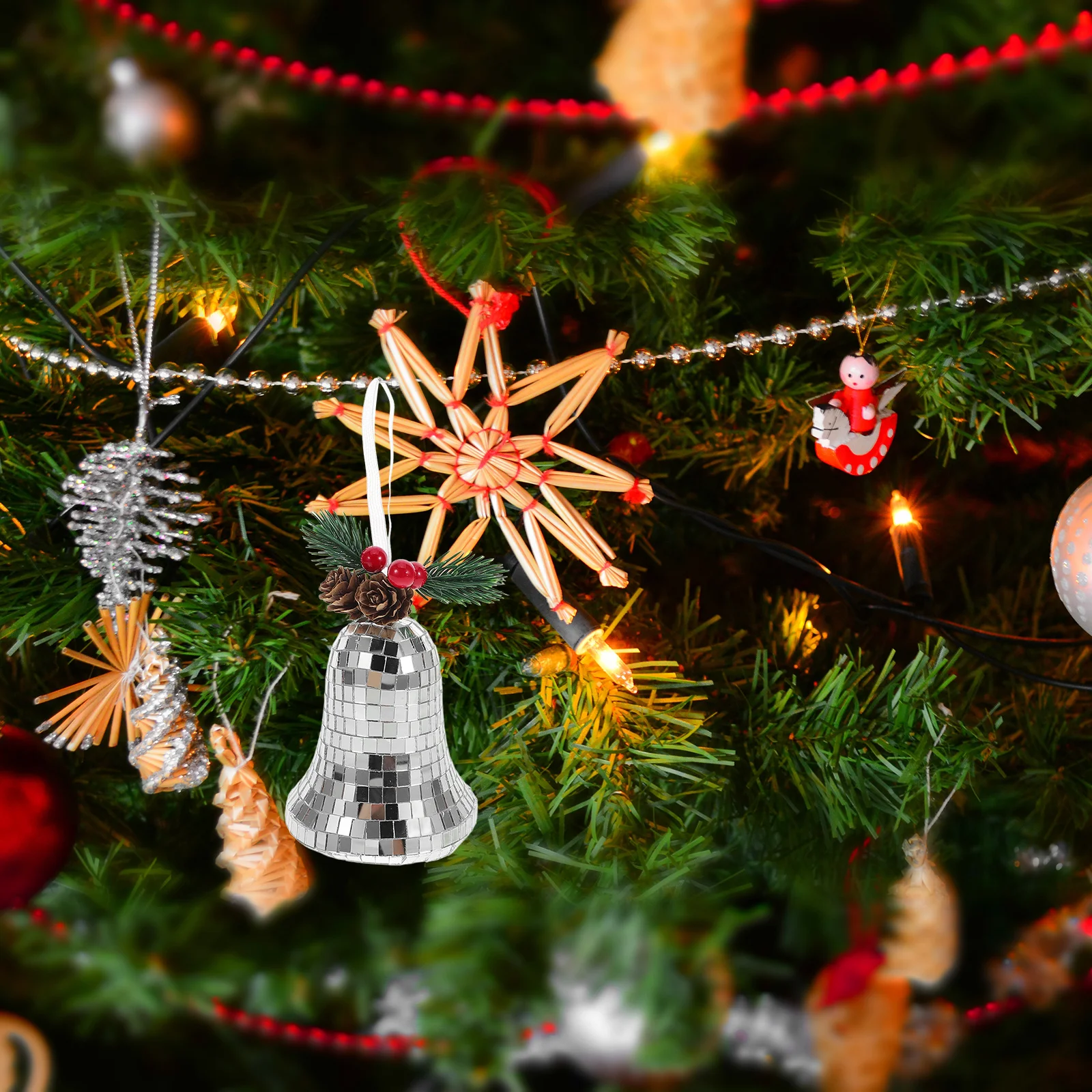 

Christmas Bell Pendant Hanging Ornament for Tree Commemorate Disco Decorations Decors Silver Bells