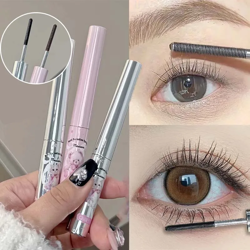 Seidenfaser-Curling-Mascara, ultrafeine Bürste, wasserfest, langlebig, wischfest, verlängernd, volumenverstärkend, für Wimpern-Make-up