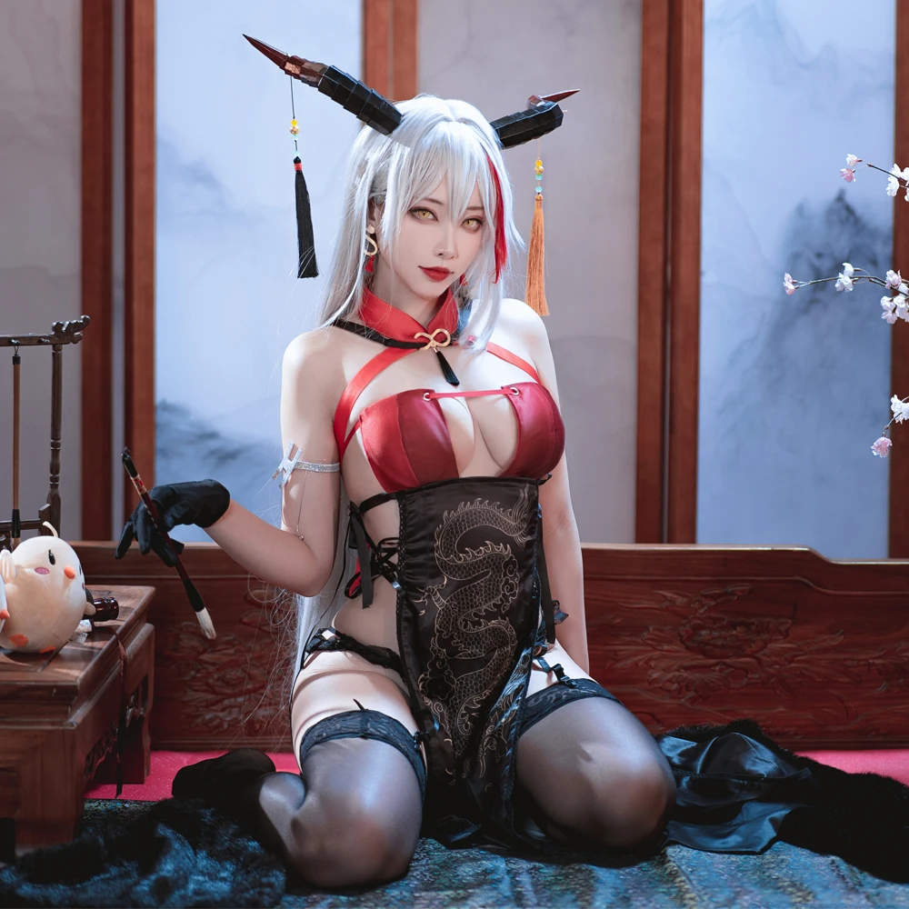 Game Azur Lane KMS Agir Cosplay Costume New Year Dress Activity Party Role Play Halloween Costume Sexy KMS Agir Cheongsam