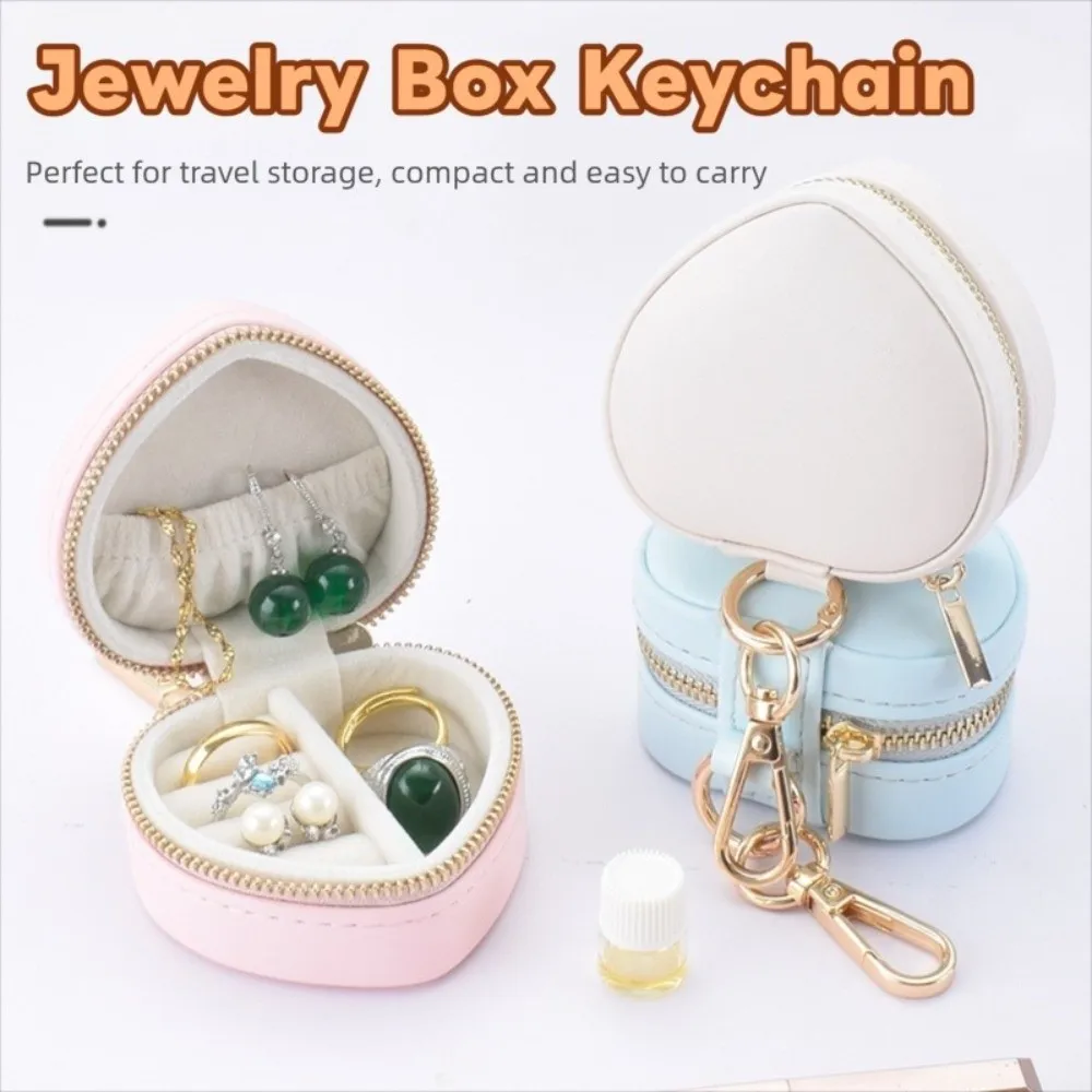 

Mini Jewelry Box Keychain Jewelry Display Heart-shaped Portable Ring Box Minimalist Earring Organizer Travel Bag Pendant